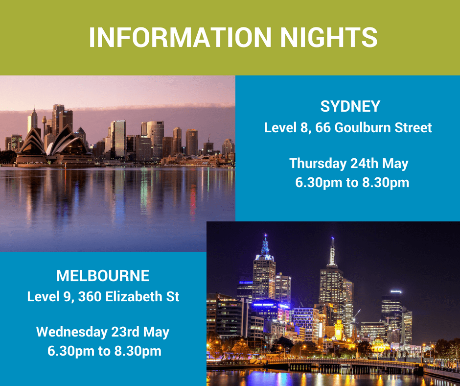 Melbourne and Sydney information nights